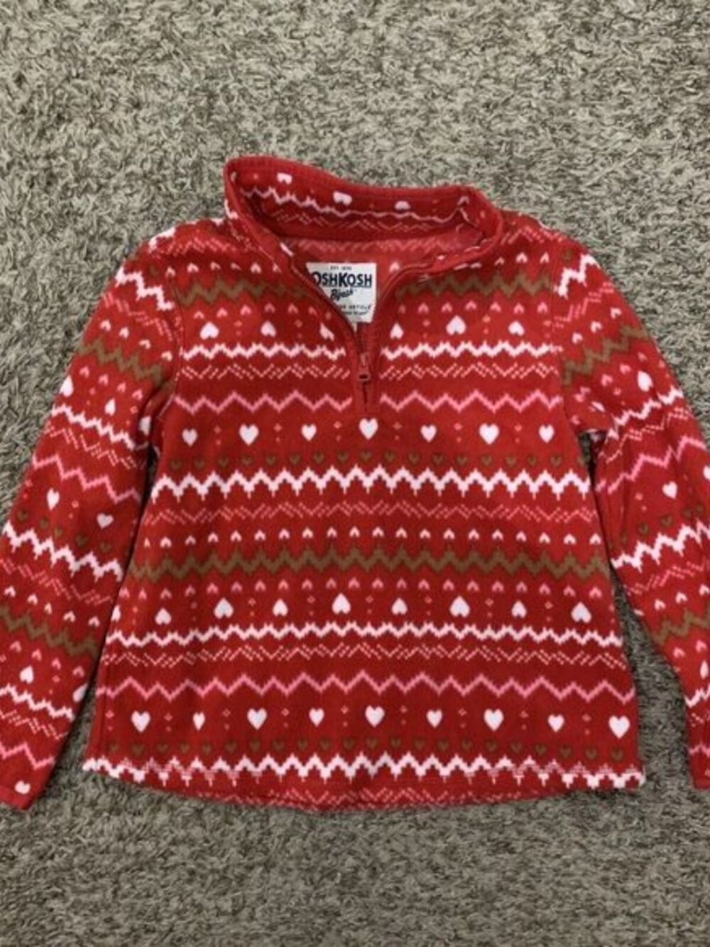 Osh Kosh Kids Girls Red Long Sleeve 1/4 Zip Fleece Pullover Size 4T